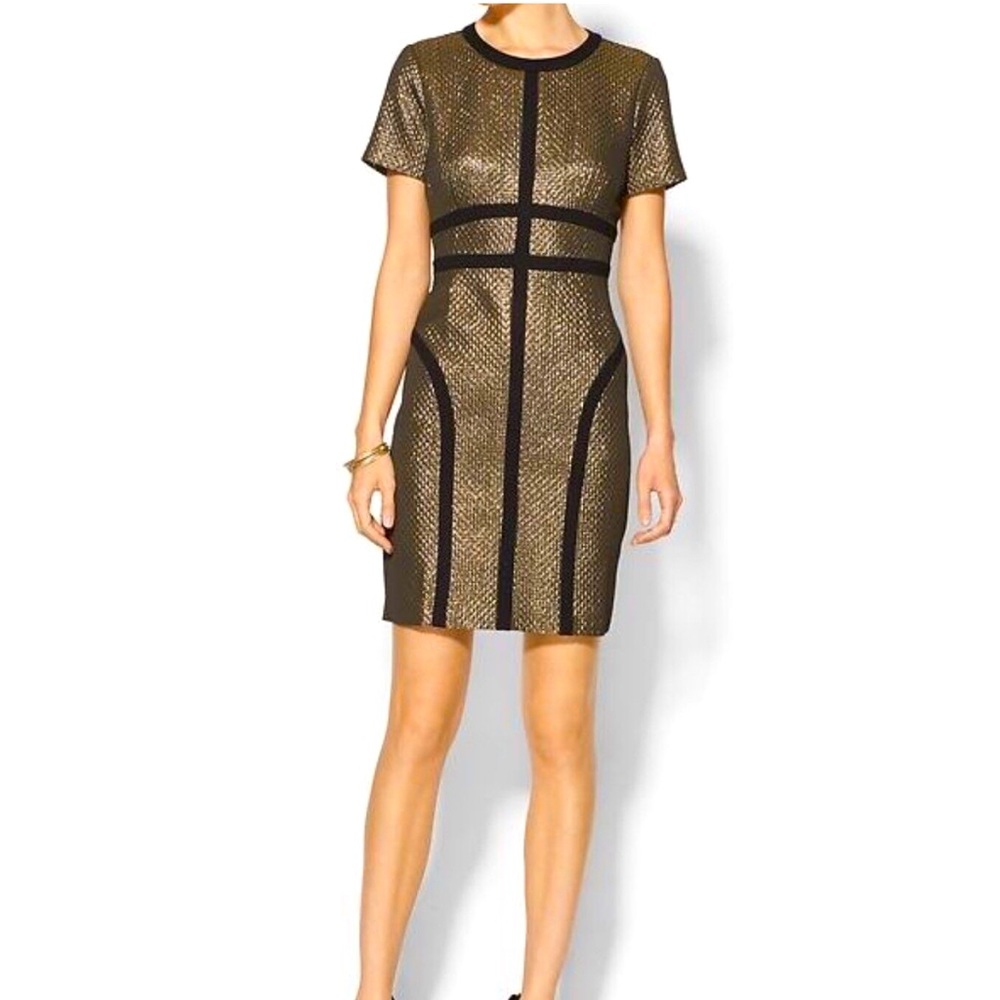 Pin & Larkin bronze brocade bondage dress in Sz 8